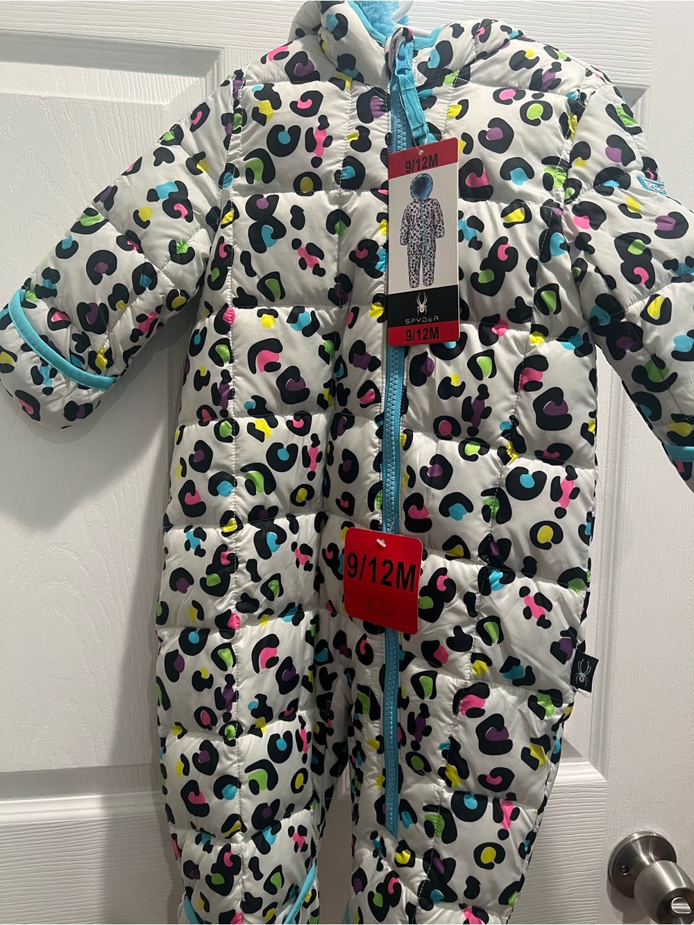 9-12 months girls leopard snow suit
